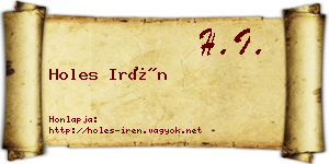 Holes Irén névjegykártya